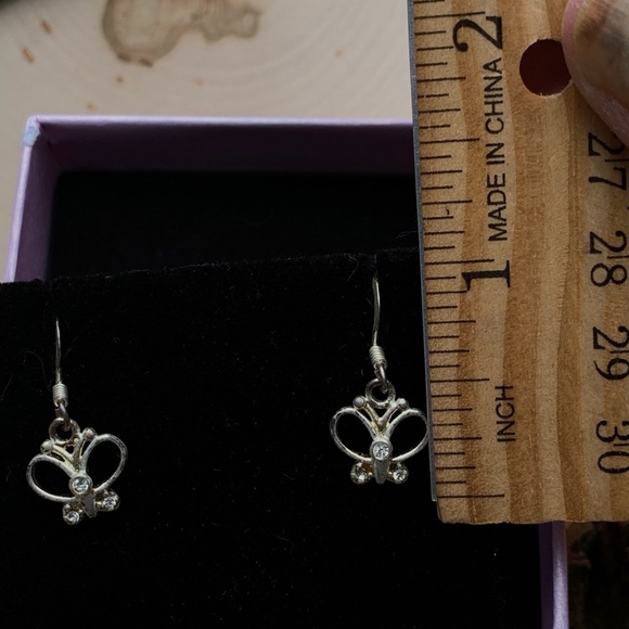 Sterling Silver Butterfly Dangle Earrings - Picture 6 of 13